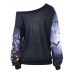 Halloween Women Long Sleeve One Shoulder Sweatshirt