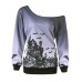 Halloween Casual One Shoulder Long Sleeve Printed Sweatshirt Costume For Women