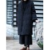 Women Vintage Frog Button Jacquard Winter Thick Long Coats with Pockets