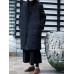 Women Vintage Frog Button Jacquard Winter Thick Long Coats with Pockets