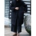 Women Vintage Frog Button Jacquard Winter Thick Long Coats with Pockets