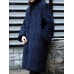 Vintage Frog Button Jacquard Pockets Winter Long Coats For Women