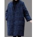 Vintage Frog Button Jacquard Pockets Winter Long Coats For Women