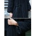 Vintage Stripe Long Sleeve Waist Tie Winter Long Coats For Women