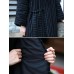 Vintage Stripe Long Sleeve Waist Tie Winter Long Coats For Women