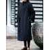 Vintage Stripe Long Sleeve Waist Tie Winter Long Coats For Women