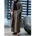 Women Vintage Stripe Waist Tie Winter Long Coats with Pockets