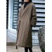 Women Vintage Stripe Waist Tie Winter Long Coats with Pockets