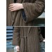 Women Vintage Stripe Waist Tie Winter Long Coats with Pockets