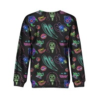 Women Halloween Skull Print Crew Neck Long Sleeve Sweatshirt