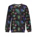 Women Halloween Skull Print Crew Neck Long Sleeve Sweatshirt