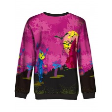 Women Halloween Castle Bat Print Long Sleeve Sweatshirt