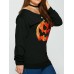 Women Halloween Pumpkin Print Long Sleeve Loose Sweatshirt