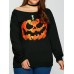 Women Halloween Pumpkin Print Long Sleeve Loose Sweatshirt
