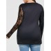 Women Halloween Patchwork Lace Sleeve Printed Sweatshirt