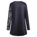 Women Halloween Patchwork Lace Sleeve Printed Sweatshirt