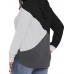 Plus Size Patchwork Long Sleeve Hooded Sweatshirt for Women