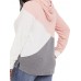 Plus Size Patchwork Long Sleeve Hooded Sweatshirt for Women