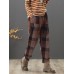 Plus Size Vintage Plaid Elastic Waist Harem Pants