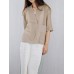 Plus Size Brief V-neck Half Sleeve Women Blouse with Pocket