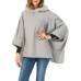 Women Casual Loose Fur Collar Hooded Capes Cloak Poncho Coats