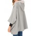 Women Casual Loose Fur Collar Hooded Capes Cloak Poncho Coats