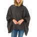 Women Casual Loose Fur Collar Hooded Capes Cloak Poncho Coats