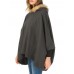 Women Casual Loose Fur Collar Hooded Capes Cloak Poncho Coats