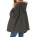 Women Casual Loose Fur Collar Hooded Capes Cloak Poncho Coats