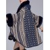 Women Elegant Stripe Printed Hooded Fur Collar Cloak Cape Coats