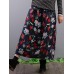 Women Vintage Floral Print Elastic Waist Baggy Long Skirts