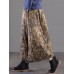 Women Vintage Floral Print Elastic Waist Baggy Long Skirts