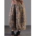 Women Vintage Floral Print Elastic Waist Baggy Long Skirts