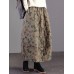 Women Vintage Floral Print Elastic Waist Baggy Long Skirts