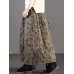 Women Vintage Floral Print Elastic Waist Baggy Long Skirts