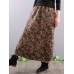 Women Elegant Floral Print A-line Long Skirts