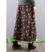 Women Elegant Floral Print A-line Long Skirts