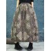 Vintage Women Floral Print Autumn Winter Baggy Skirts