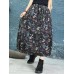 Vintage Women Floral Print Autumn Winter Baggy Skirts