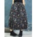 Vintage Women Floral Print Autumn Winter Baggy Skirts