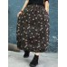 Vintage Women Floral Print Autumn Winter Baggy Skirts