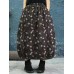 Vintage Women Floral Print Autumn Winter Baggy Skirts