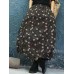 Vintage Women Floral Print Autumn Winter Baggy Skirts