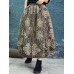 Vintage Women Floral Print Autumn Winter Baggy Skirts