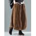 Women Vintage Corduroy Elastic Waist Baggy Winter Skirts