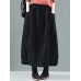 Women Vintage Corduroy Elastic Waist Baggy Winter Skirts