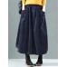 Women Vintage Corduroy Elastic Waist Baggy Winter Skirts