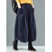 Women Vintage Corduroy Elastic Waist Baggy Winter Skirts