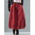 Women Vintage Corduroy Elastic Waist Baggy Winter Skirts