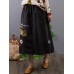 Casual Cartoon Print Elastic Waist Denim Skirts with Pockets